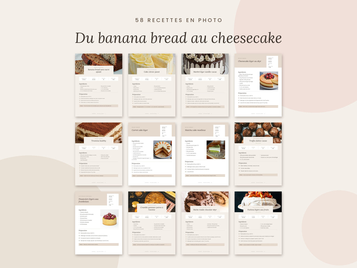 Douceurs Légères – Ebook 58 recettes de gâteaux healthy (PDF tablette + A4)