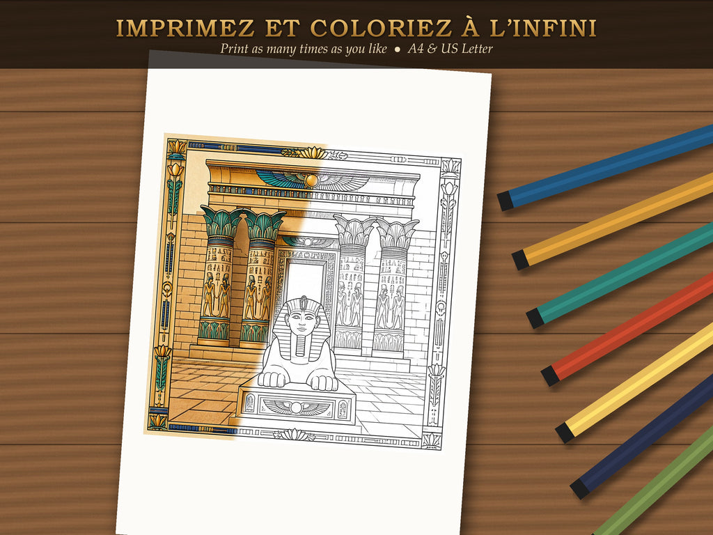 Pack coloriage L'Égypte antique – PDF imprimable + version tablette (12 dessins)