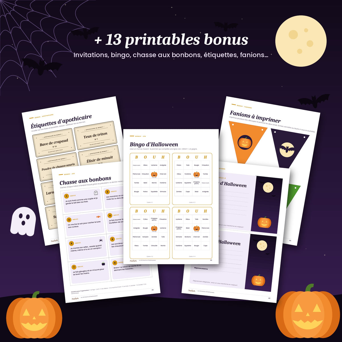 Le Grimoire d'Halloween – Kit complet fête : recettes, déco DIY, maquillage & costumes (PDF imprimable + tablette)