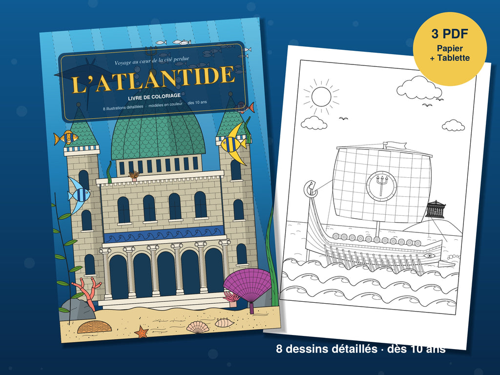 L’Atlantide – Livre de coloriage à imprimer et sur tablette (dès 10 ans)