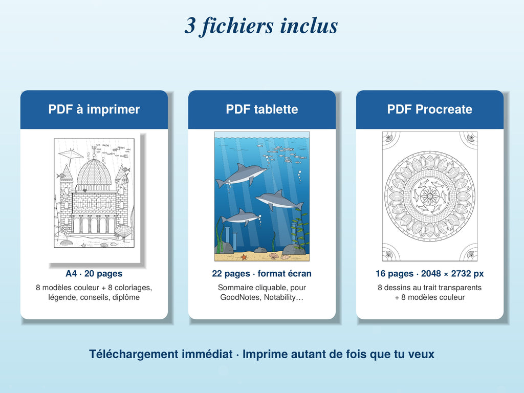 L’Atlantide – Livre de coloriage à imprimer et sur tablette (dès 10 ans)