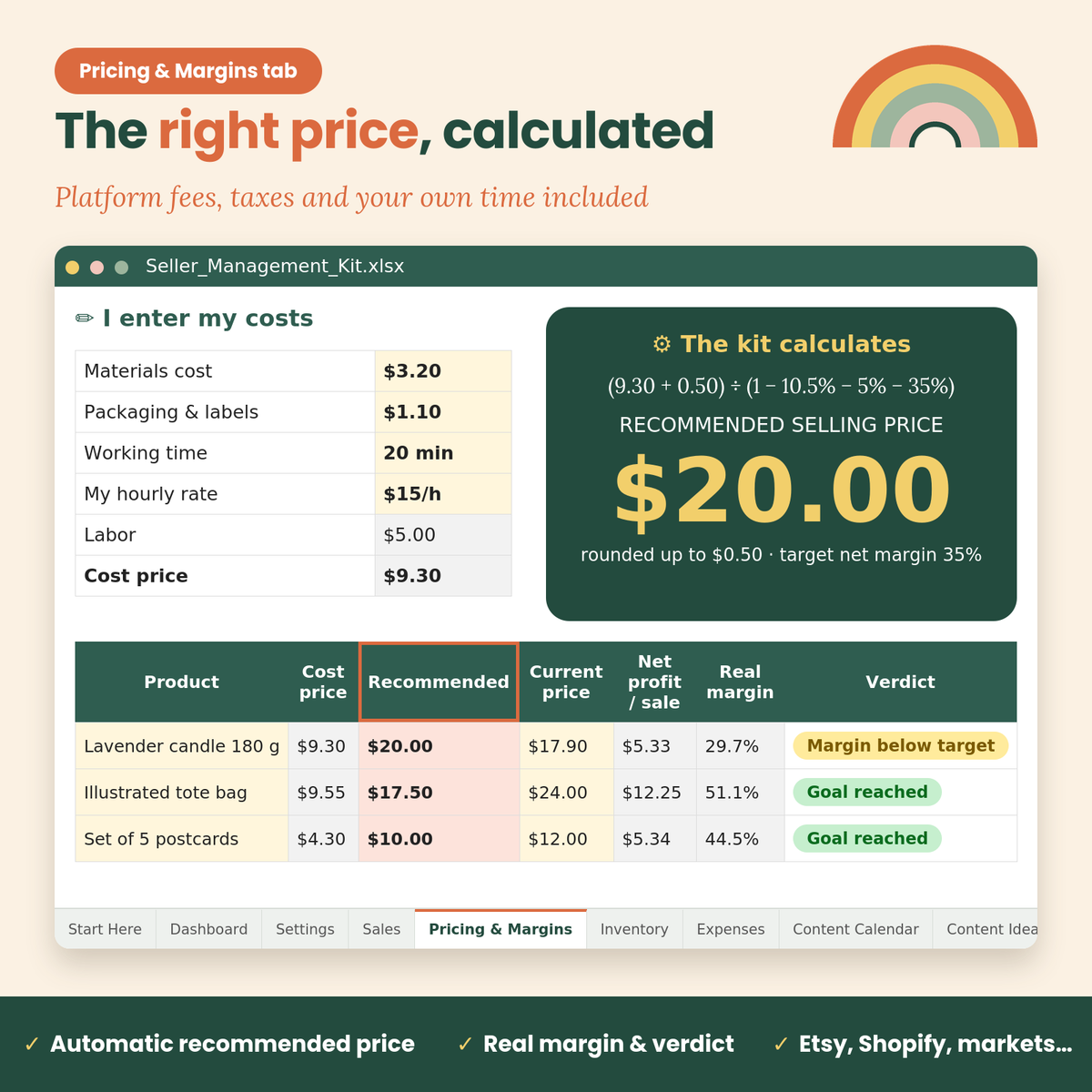 Etsy Seller Spreadsheet & Planner, Shop Profit Tracker, Pricing Calculator, Inventory & Expense Tracker, Excel, GoodNotes iPad