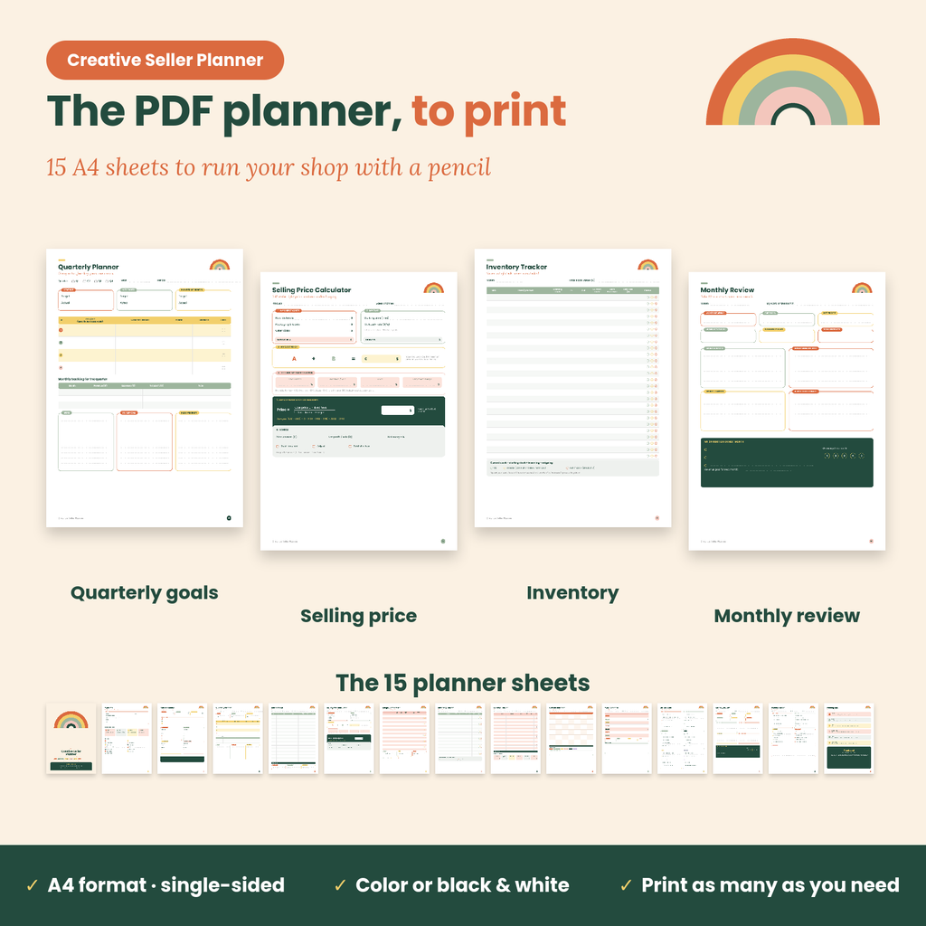 Etsy Seller Spreadsheet & Planner, Shop Profit Tracker, Pricing Calculator, Inventory & Expense Tracker, Excel, GoodNotes iPad