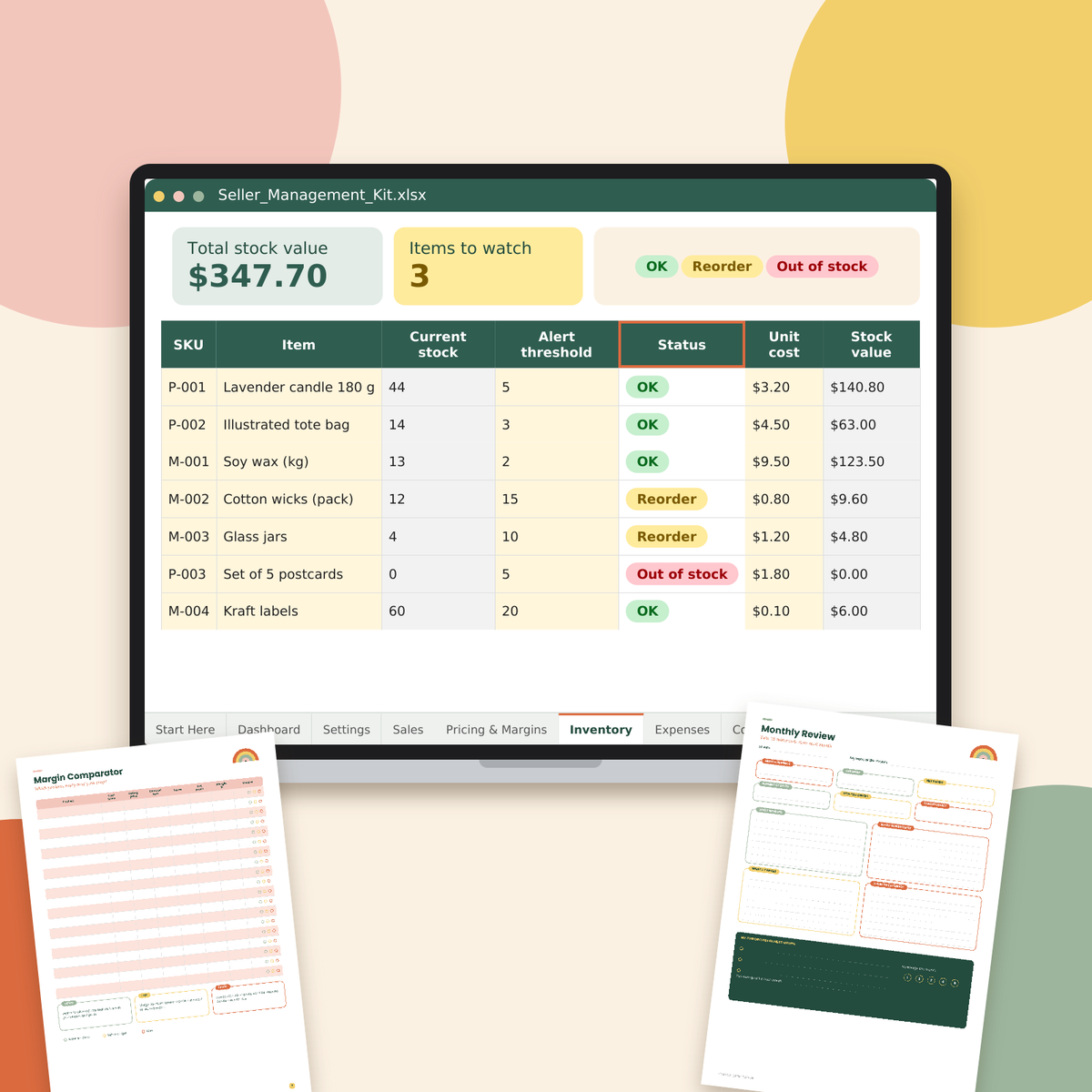 Etsy Seller Spreadsheet & Planner, Shop Profit Tracker, Pricing Calculator, Inventory & Expense Tracker, Excel, GoodNotes iPad