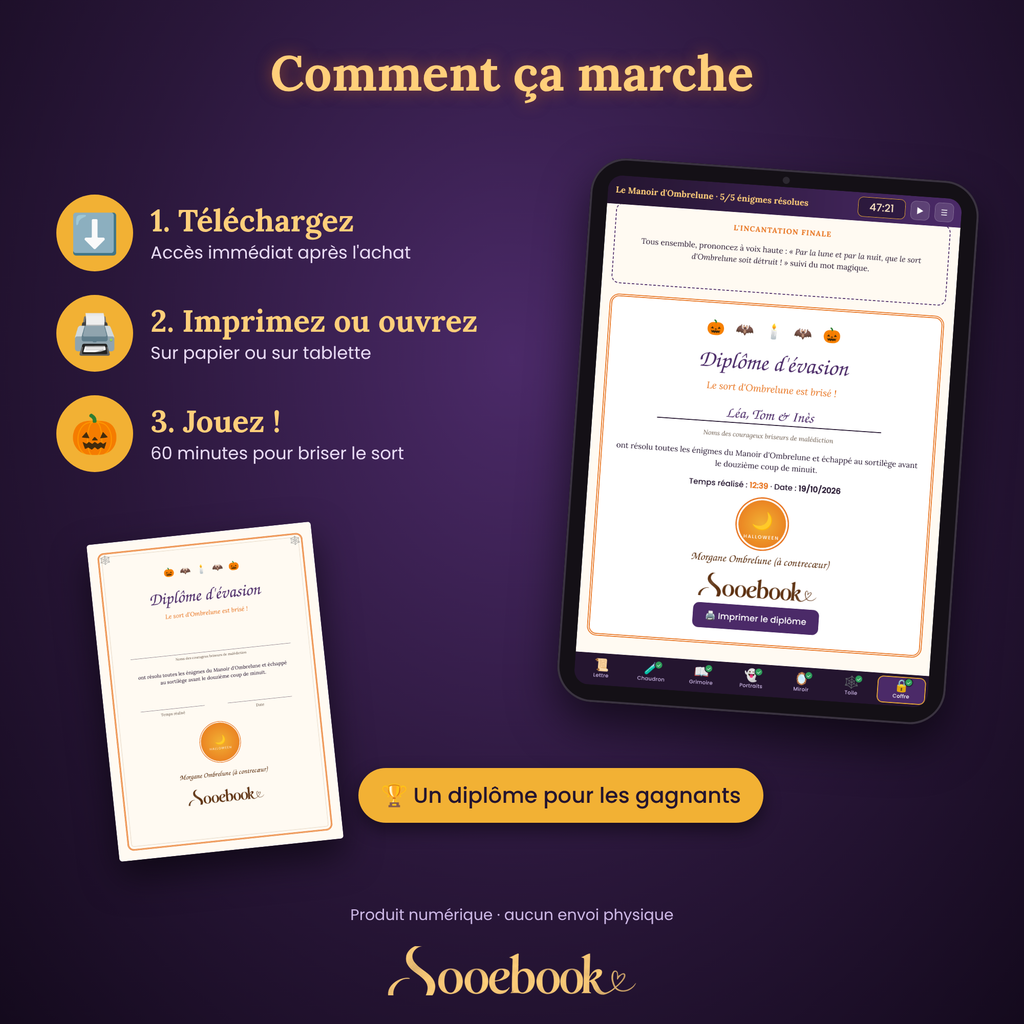 Le Manoir d'Ombrelune – Escape Game Halloween à Imprimer et sur Tablette