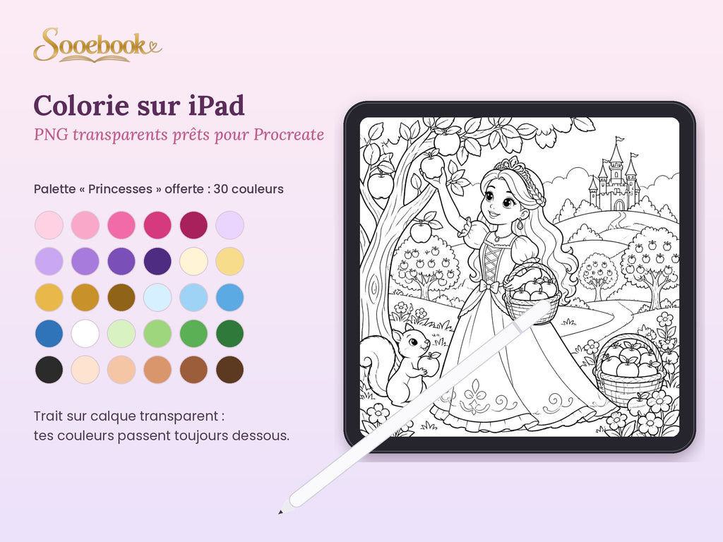Pack Princesses Enchantées : coloriage imprimable + tablette (Procreate et GoodNotes)