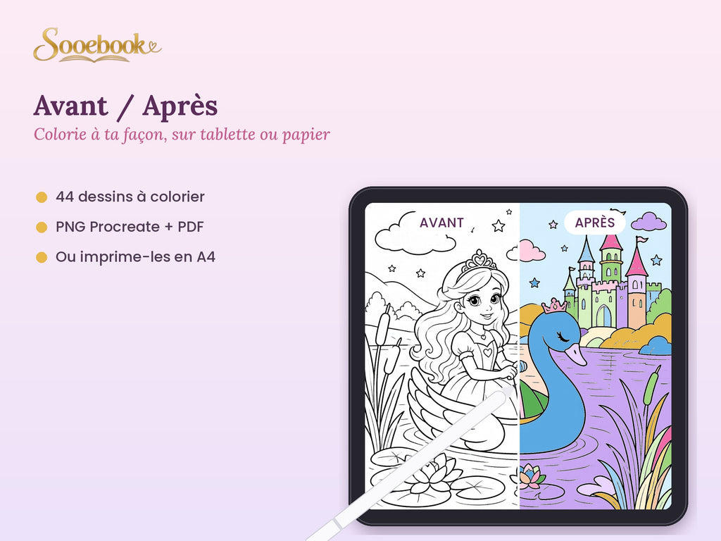 Pack Princesses Enchantées : coloriage imprimable + tablette (Procreate et GoodNotes)