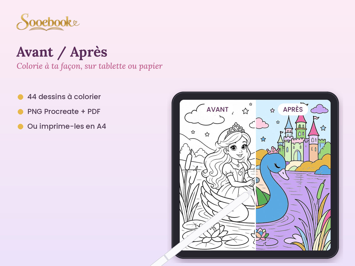 Pack Princesses Enchantées : coloriage imprimable + tablette (Procreate et GoodNotes)