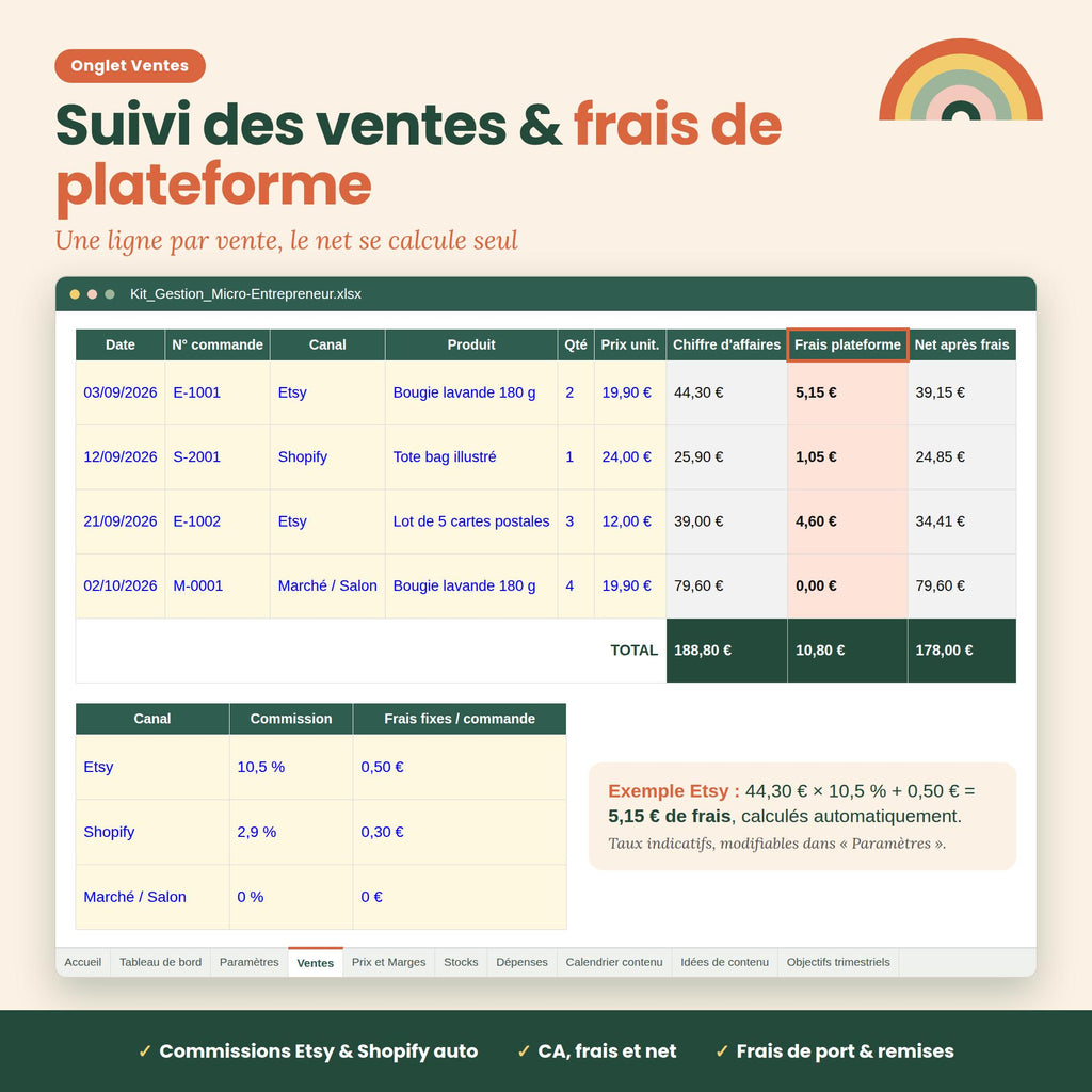 Kit Gestion Micro-Entrepreneur — Excel + Planner PDF imprimable