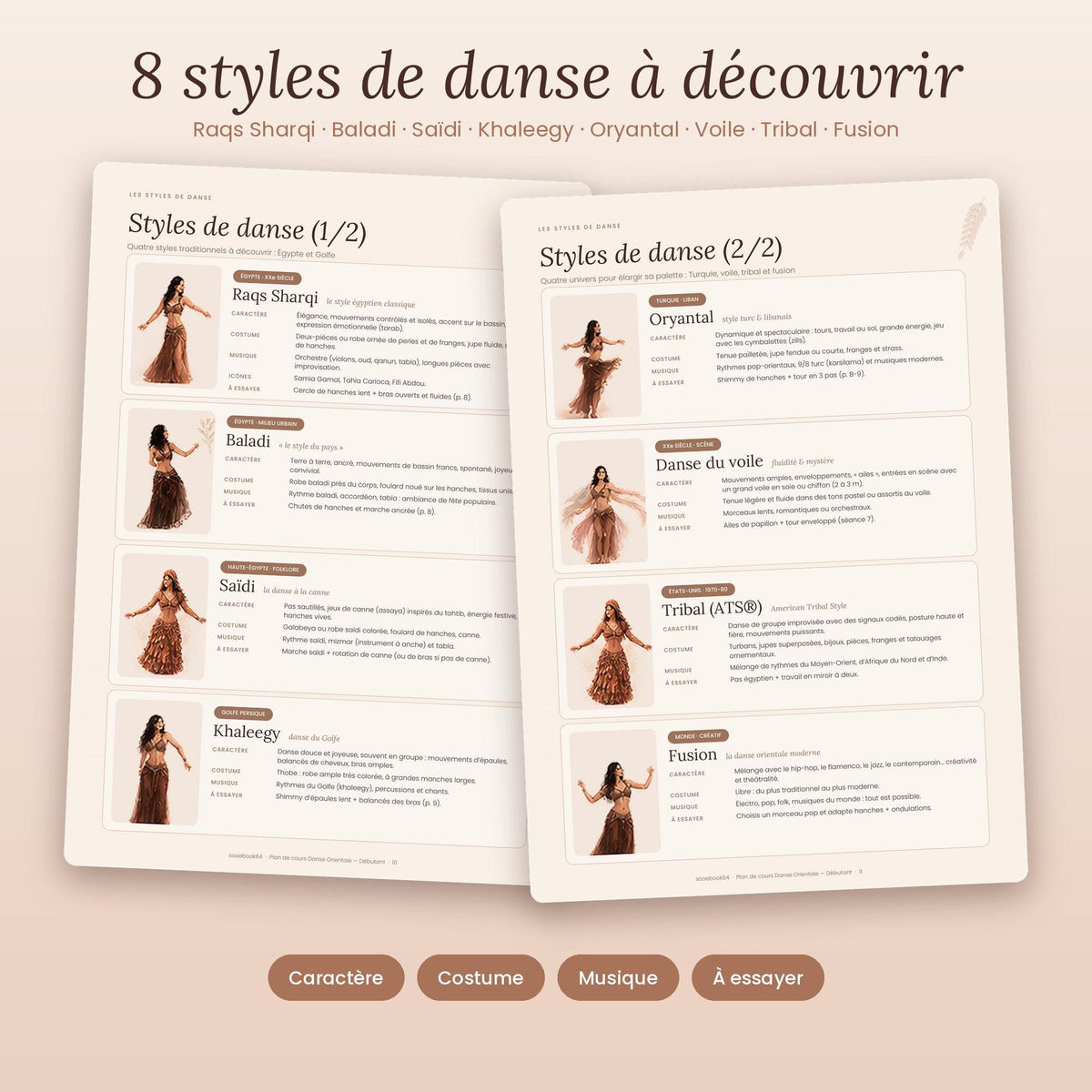 Beginner belly dance lesson plan PDF, 8 sessions, printable illustrated handouts, warm-up stretches, belly dancing