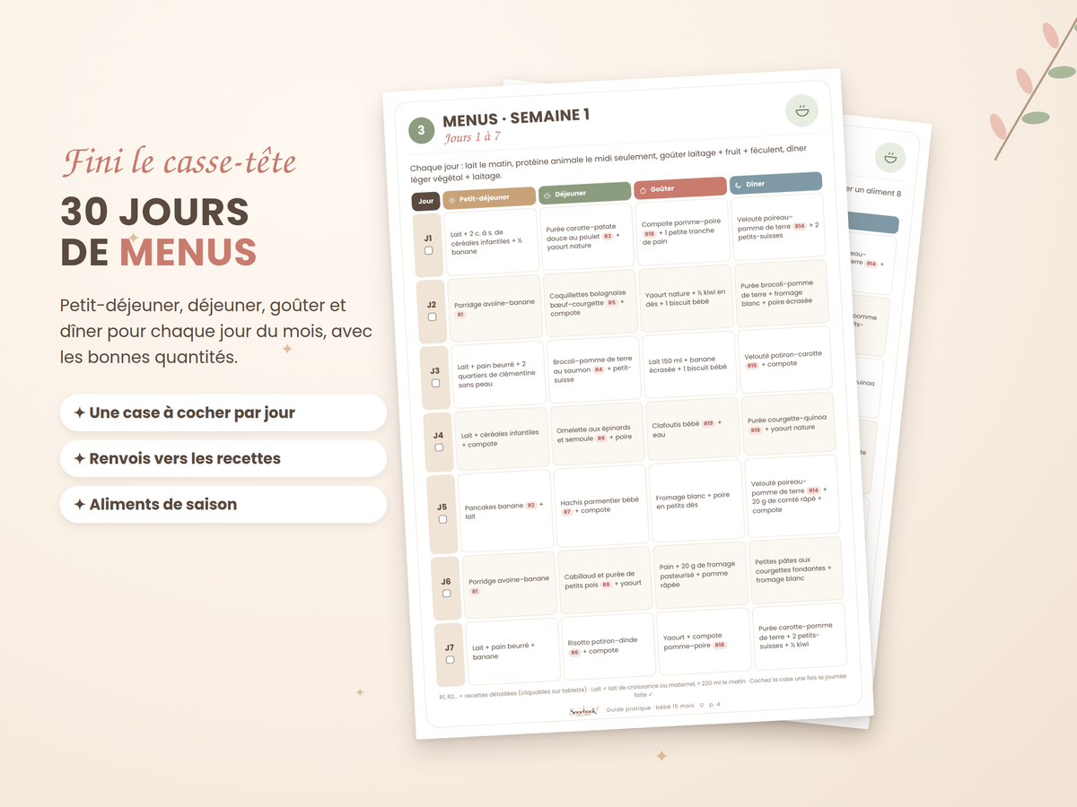 Guide bébé 15 mois : menus, recettes, éveil & sommeil (PDF)