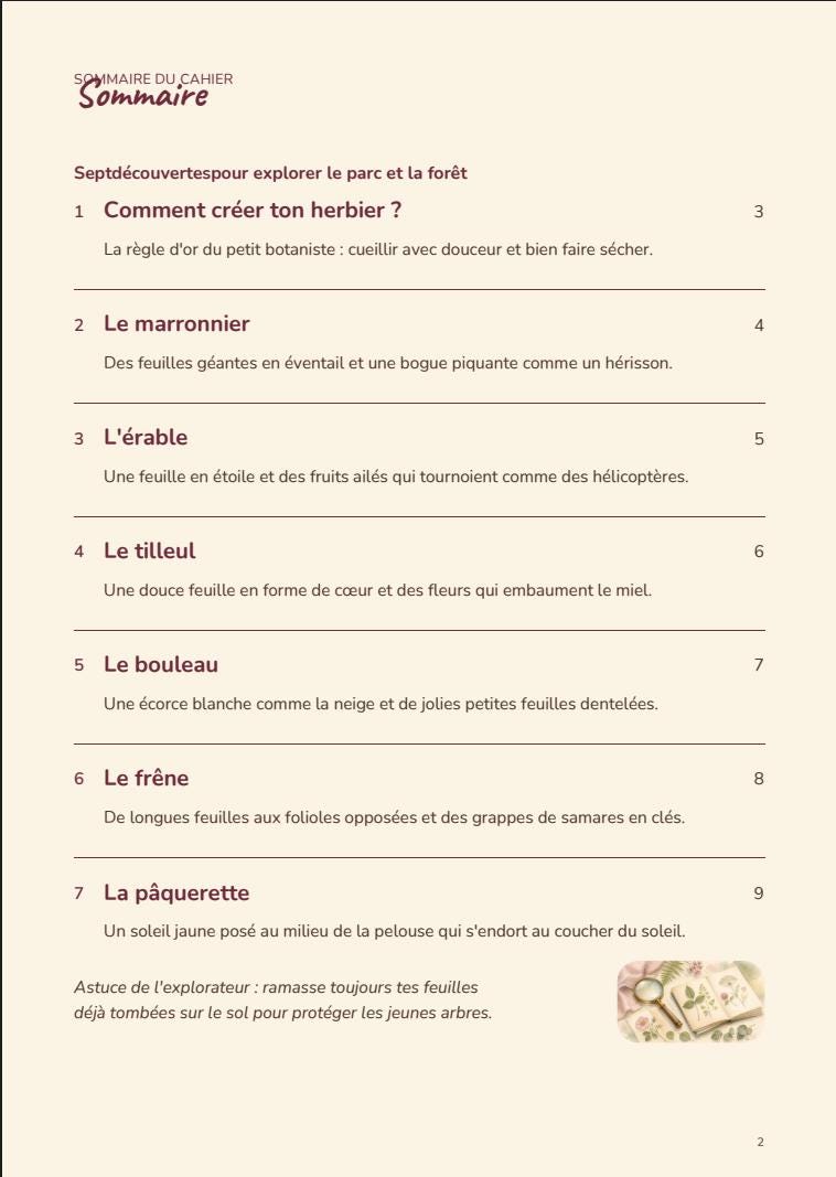 Printable Kids' Herbarium PDF Nature Activity, Montessori, Forest Botanical Activity Book, Educational Craft in French