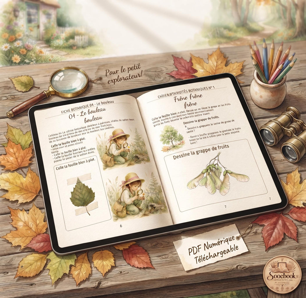 Printable Kids' Herbarium PDF Nature Activity, Montessori, Forest Botanical Activity Book, Educational Craft in French