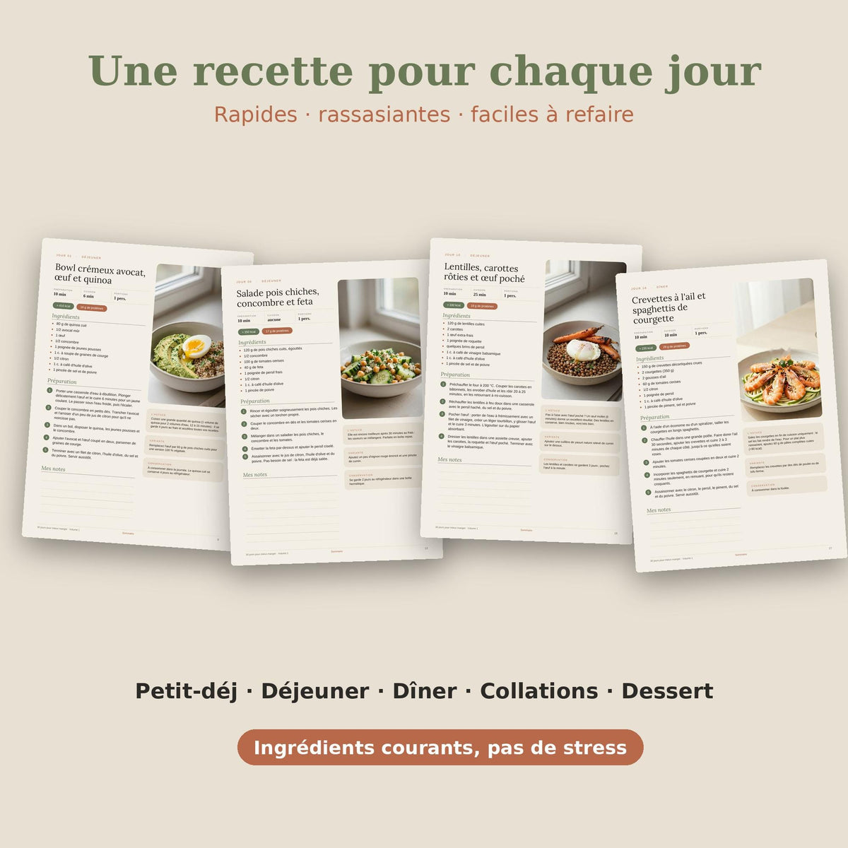 30 jours pour mieux manger | eBook PDF 30 recettes healthy faciles et rapides | Listes de courses, calories et protéines | Téléchargement