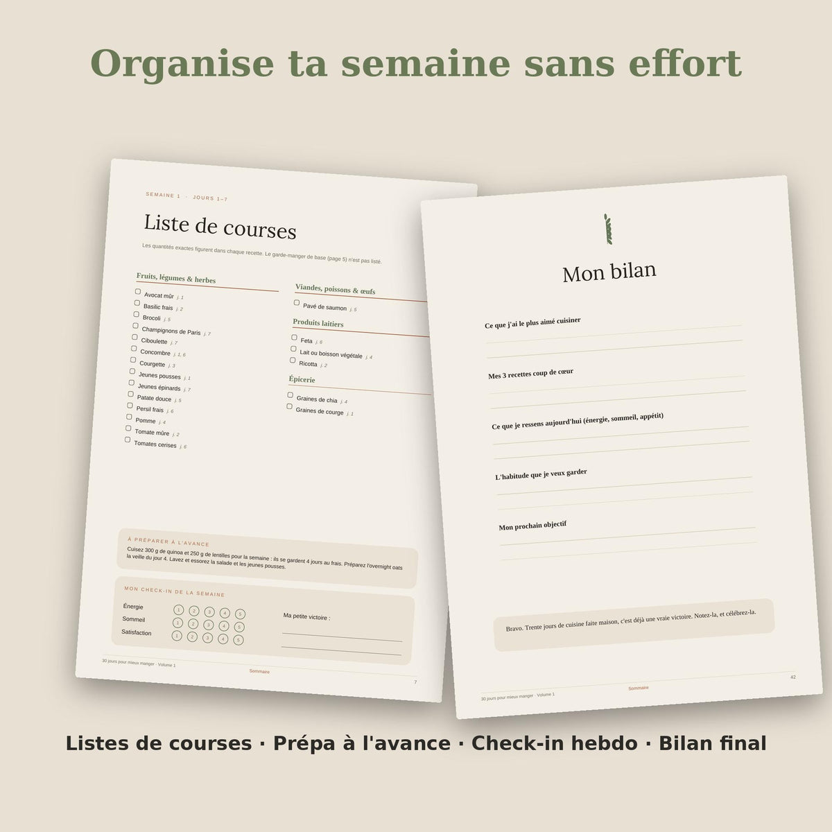 30 jours pour mieux manger | eBook PDF 30 recettes healthy faciles et rapides | Listes de courses, calories et protéines | Téléchargement