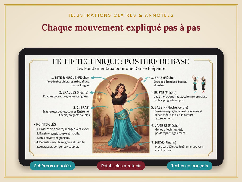 Belly Dance Educational Kit: Illustrated Fact Sheets, Posture, Egyptian Styles & History – Downloadable PDF Guide