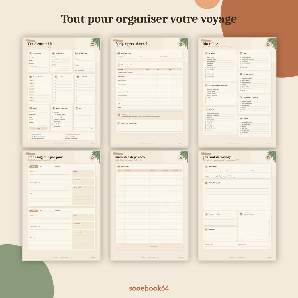 Printable A4 PDF Travel Planner | Travel Journal, Budget, Packing List, Checklist, 10-Day Itinerary | GoodNotes