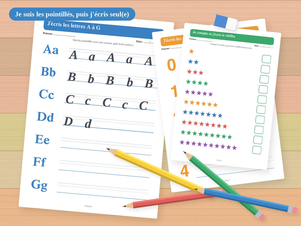 Cahier d'écriture maternelle PDF à imprimer | Alphabet, chiffres et graphisme | Fiches 3-6 ans | Grande section, école à la maison