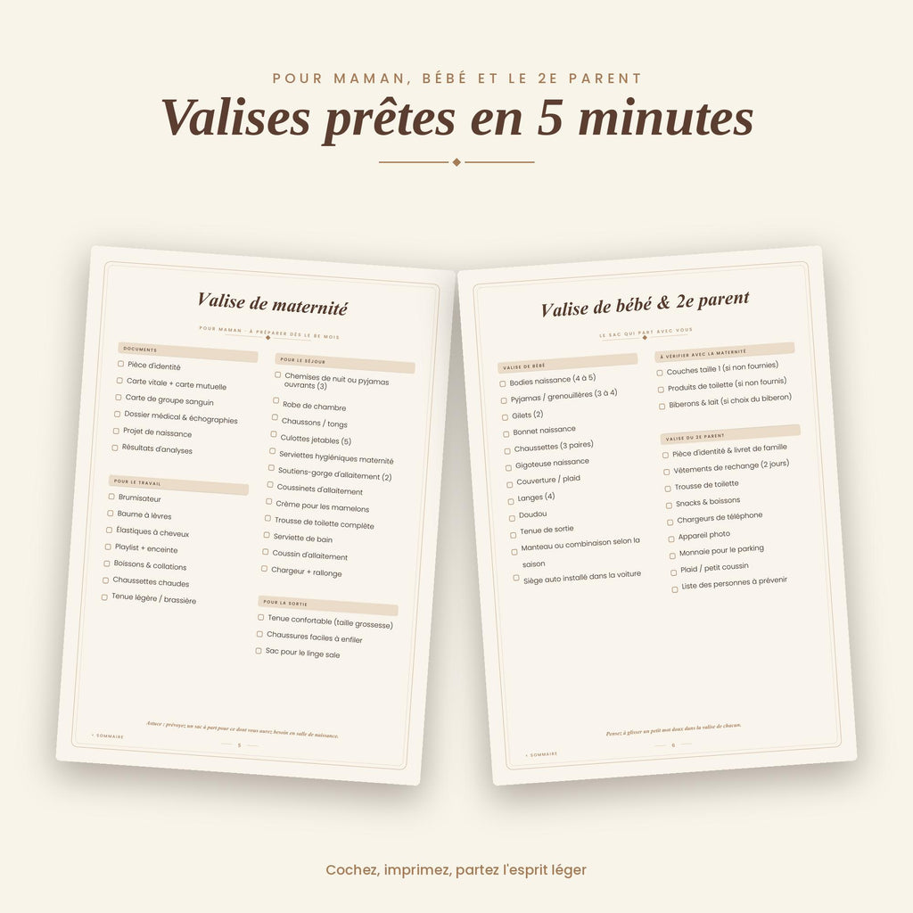 Guide Naissance PDF à imprimer | Planner Grossesse, Checklist Valise Maternité, Budget Bébé, Carnet de Naissance, GoodNotes