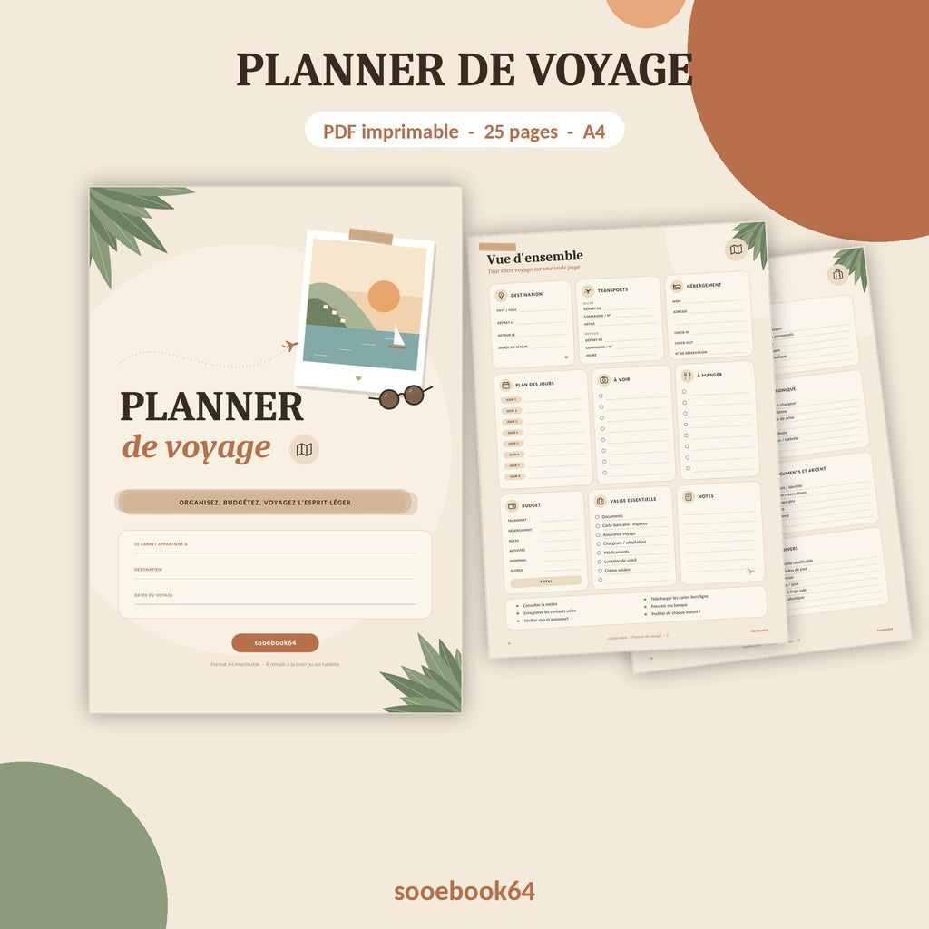 Printable A4 PDF Travel Planner | Travel Journal, Budget, Packing List, Checklist, 10-Day Itinerary | GoodNotes