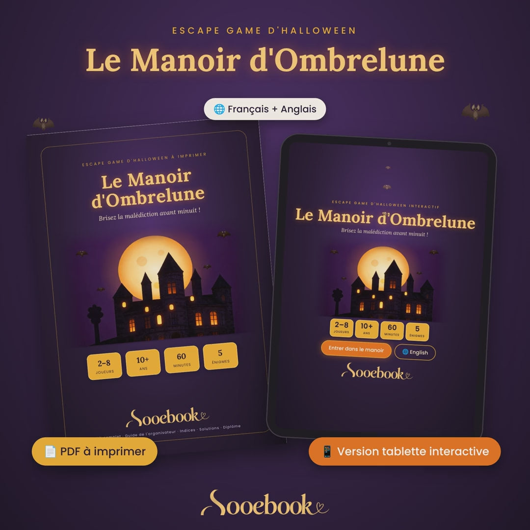 Le Manoir d'Ombrelune – Escape Game Halloween à Imprimer et sur Tablette