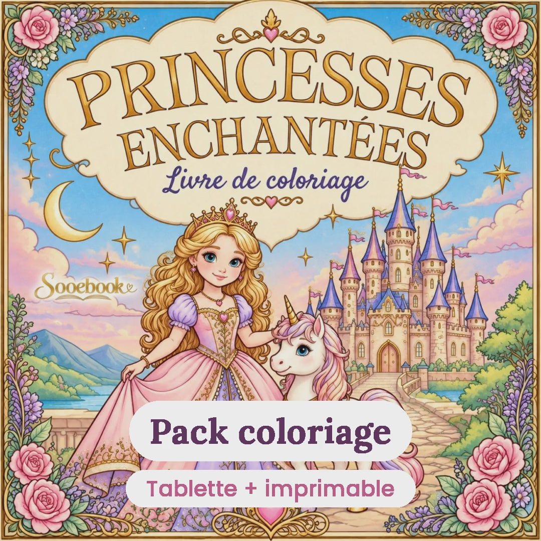Pack Princesses Enchantées : coloriage imprimable + tablette (Procreate et GoodNotes)